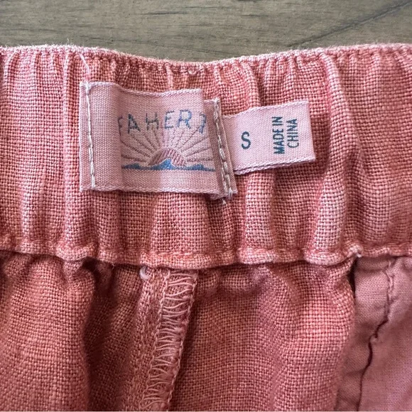 Faherty Sun Strider Linen Pants Wide Leg High Rise Womens Small Red Rock/Orange - Picture 5 of 13